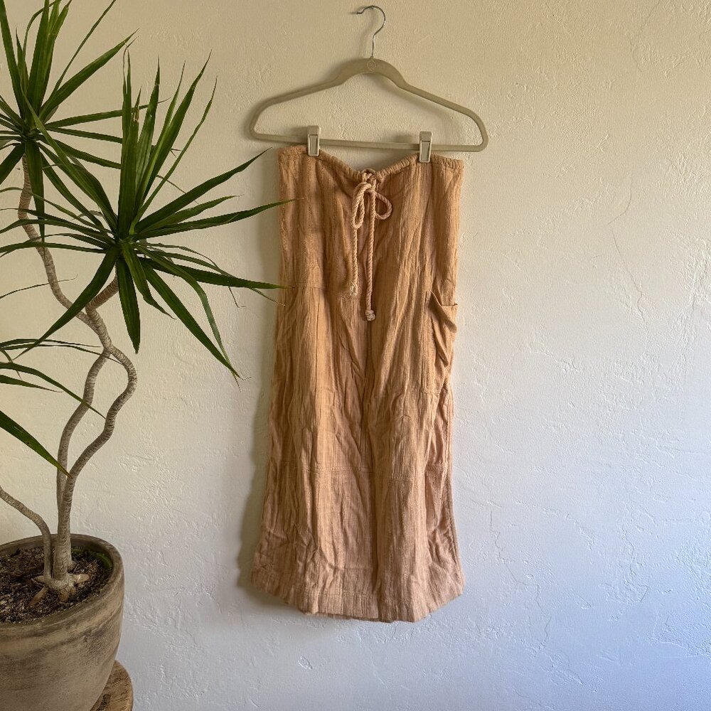 Free People Tan Cargo Beach Skirt with Cord Waist Tie
